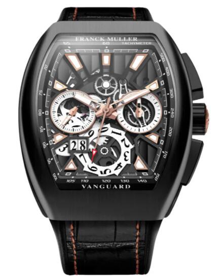 Franck Muller Vanguard Skeleton Grande Date Chronograph Replica Watch V45 CC GD SQT NR BR (5N)
